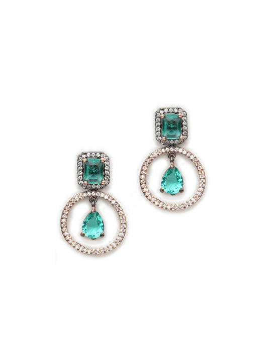 Stone kundan earrings (green) - Ruby Raang - Ruby Raang Studio