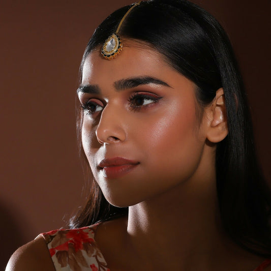 Teardrop Meenakari Kundan Maang Tikka- Ruby Raang | Swadesiicart
