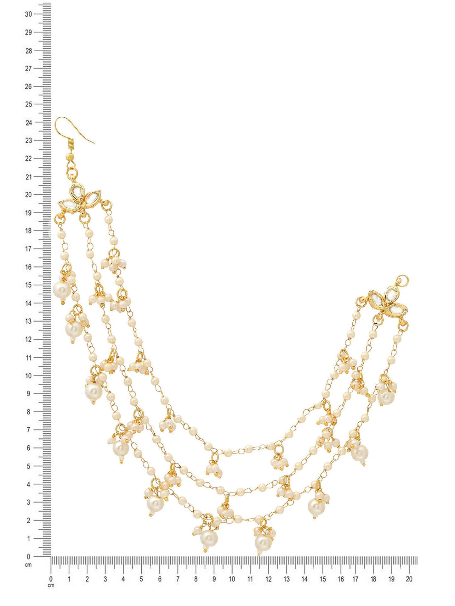 Ruby Raang Gold Pearl Ear Chains (set of 2) | Swadesiicart