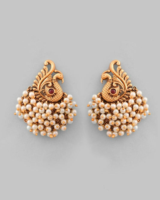 VOJ South Indian Traditional Peacock Shaped Copper Jewellery Set