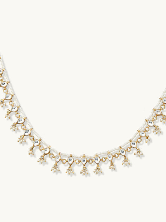 Nuyug 22K Gold-Plated Pearl Drops Matha Patti cum Necklace | Swadesiicart