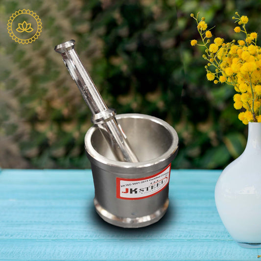 Stainless Steel Mortar & Pestle Set: Perfect for NRI Kitchen Delights - Swadesiicart