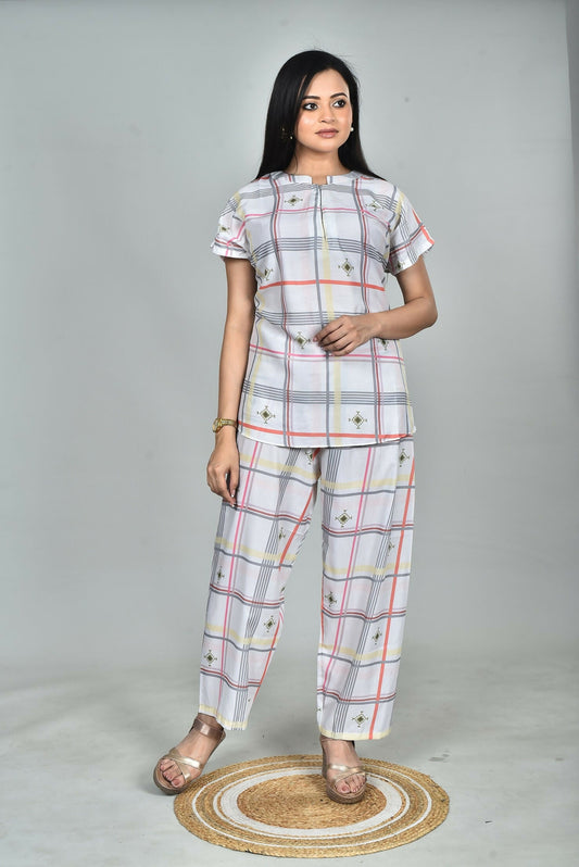 Morchari Digital Print Semi Muslin Co-Ord Set Top & Trouser-Multicolor - Swadesiicart