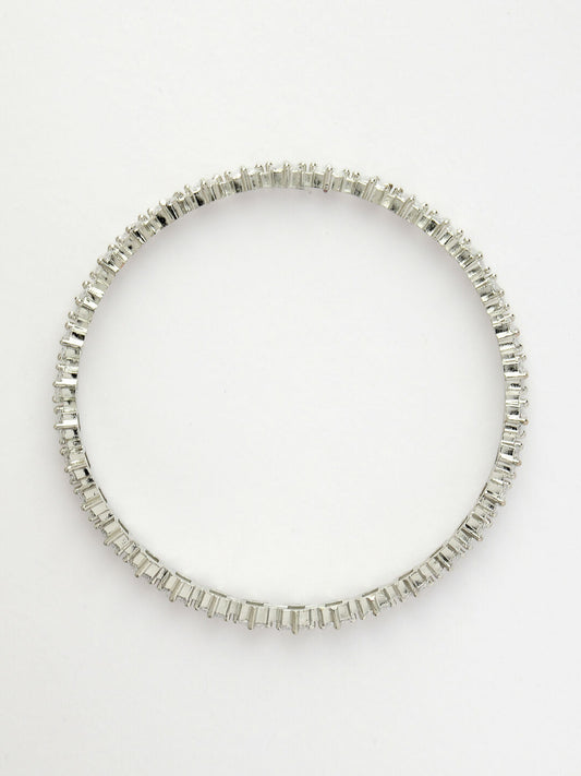 NVR Women's Set of 4 Silver-Plated CZ Stone-Studded Handcrafted Bangles - Swadesiicart