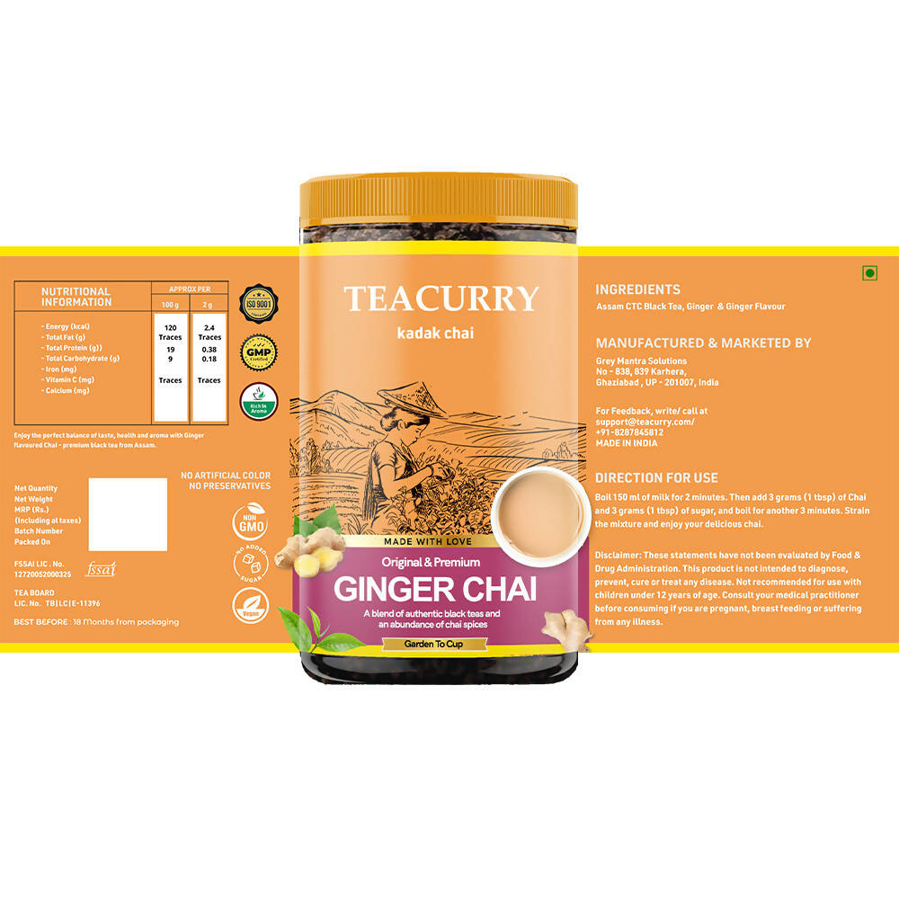 Teacurry Ginger Chai Powder - Swadesiicart