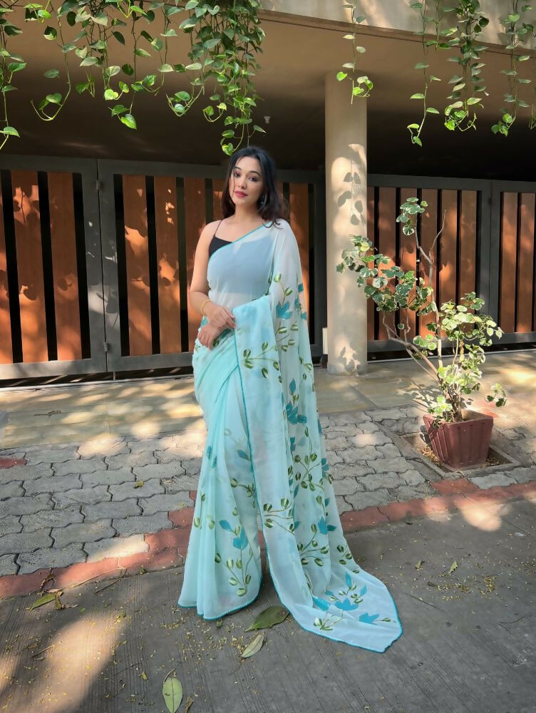Vamsee Aditi Sky Georgette Saree - Swadesiicart
