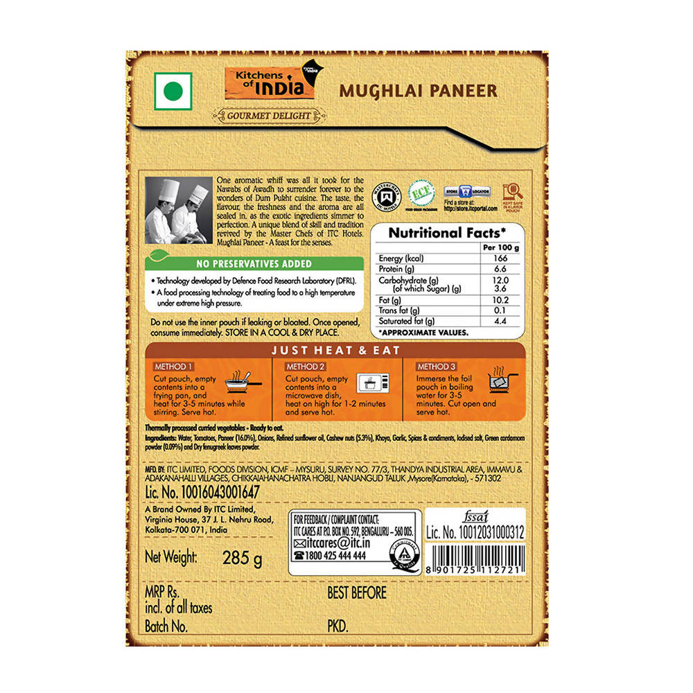 Kitchens of India Mughlai Paneer - Swadesiicart