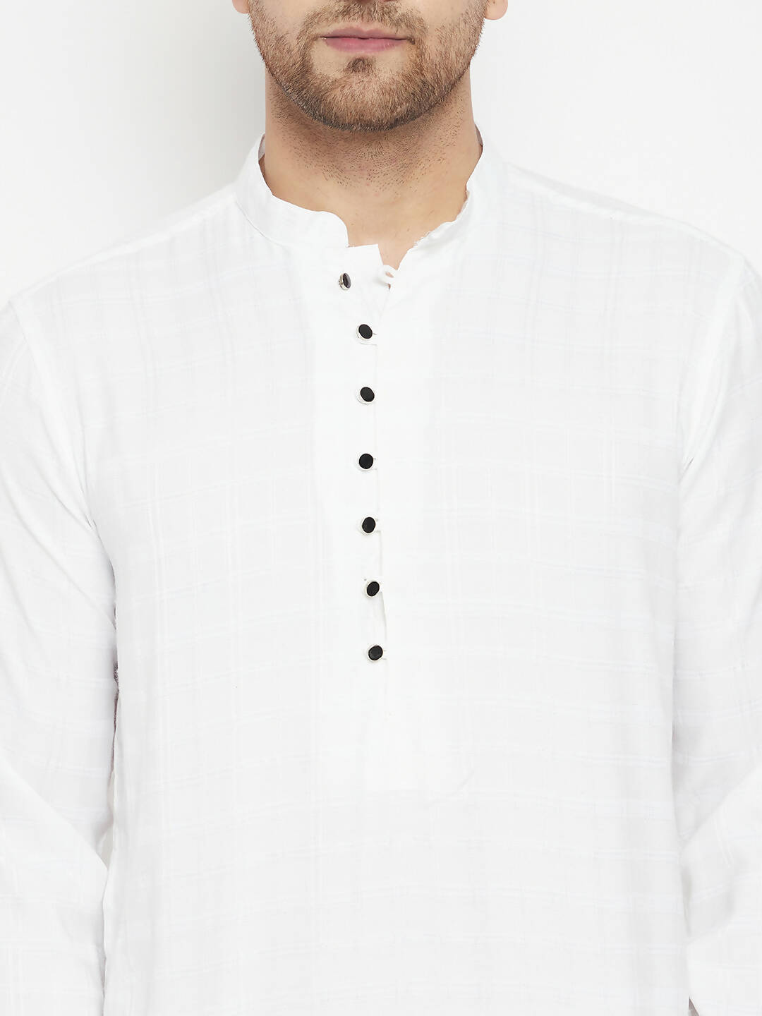 Even Apparels White Viscose Long Men's Kurta With Band Collar | Swadesiicart