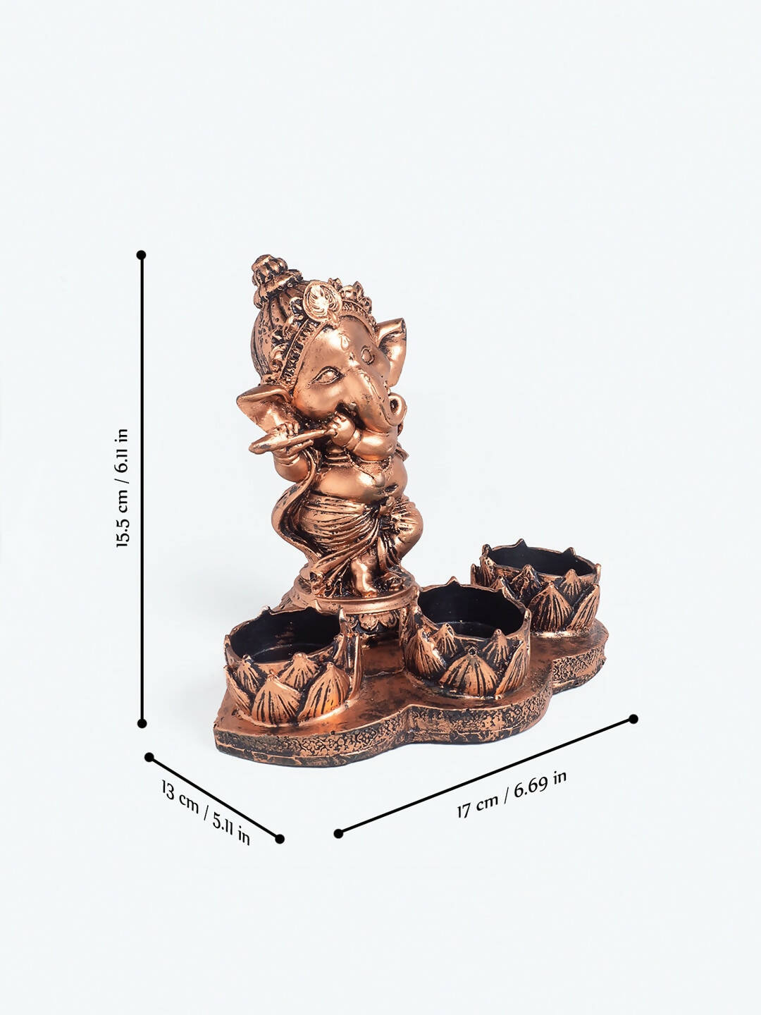 Golden Peacock Brown Ganesha Diya Holder | Swadesiicart