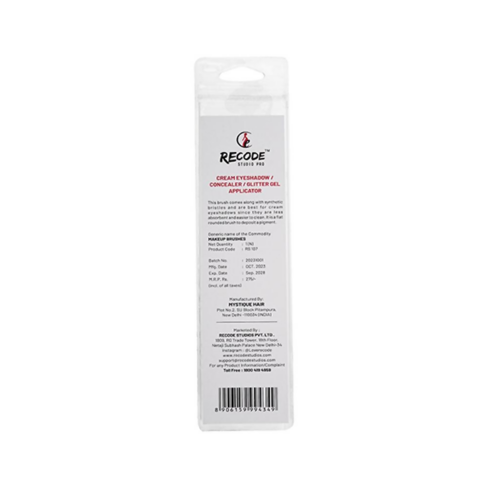 Recode Cream Eyeshadow, Concealer & Glitter Gel Applicator Brush - RS 107 - Swadesiicart