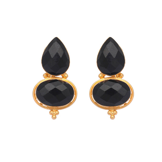 Nuyug 22K Gold Plated Black Embrace Earrings | Swadesiicart