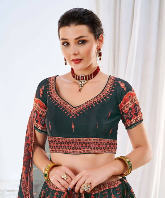 Wedding Designer Black Chinon Lehengha Choli - Anbazaar | Swadesiicart