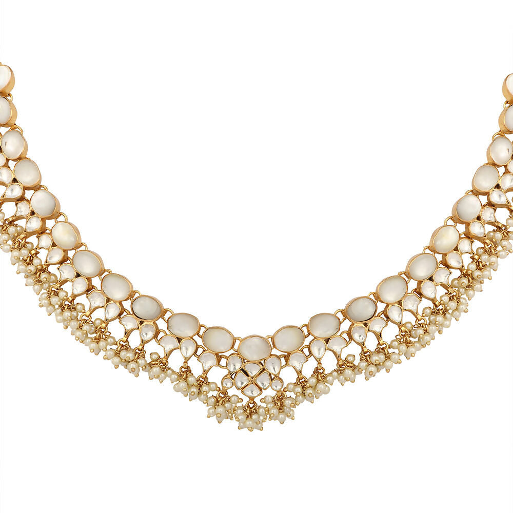 Nuyug 22K Gold Plated Ivory Dusk MOP Necklace | Swadesiicart