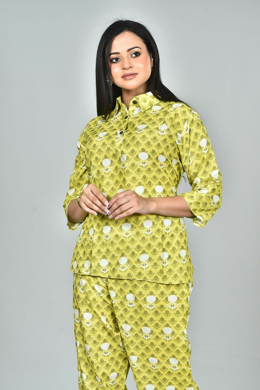 Morchari Digital Print Semi Muslin Co-Ord Set Top & Trouser-Multicolor - Swadesiicart