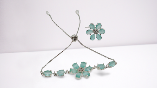 Rhodium-Plated Alloy American Diamond Studded Bracelets & Ring Set - The Pari - Distacart