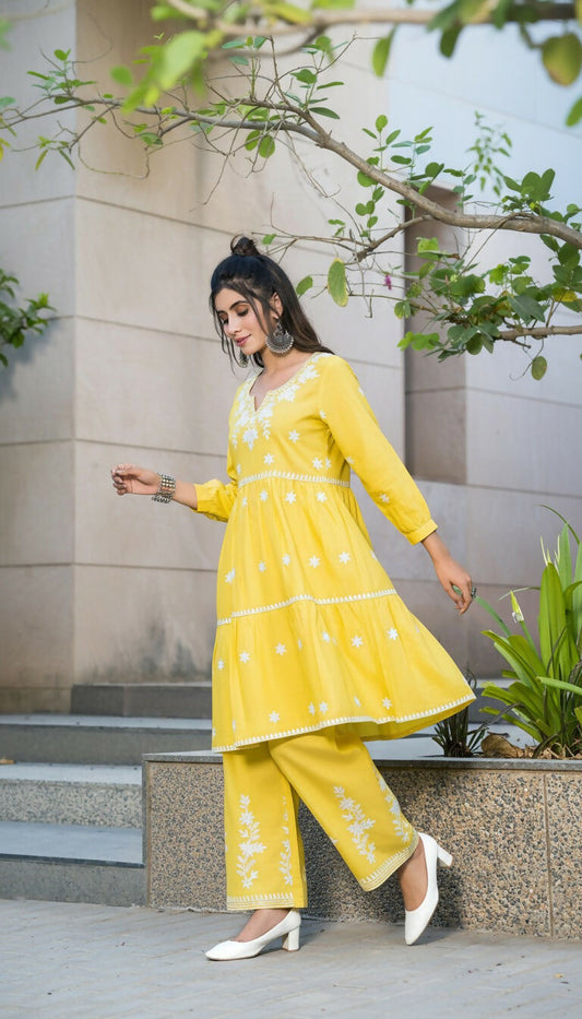 BulBul Dhawani Rayon Mustard Co-Ord Set - Swadesiicart