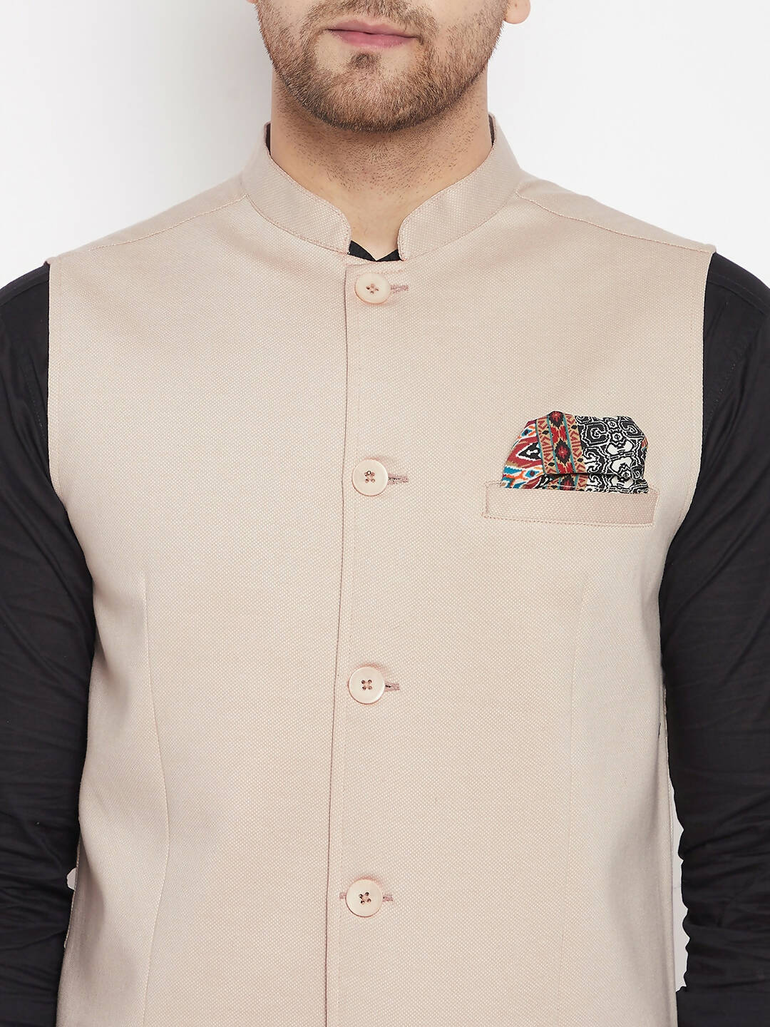Even Apparels Cream Merino Men Woven Nehru Jacket BF715 | Swadesiicart