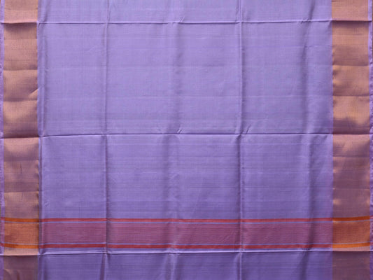 Light Green and Lavender Uppada Silk Handloom Plain Saree with Contrast Pallu Design - Global Threads | Swadesiicart