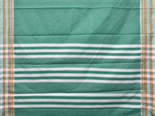 Light Green Bamboo Cotton Saree with Checks Design No Blouse - Global Threads | Swadesiicart
