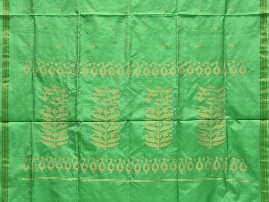 Light Green Uppada Silk Handloom Saree with Karpur Pallu Design - Global Threads | Swadesiicart