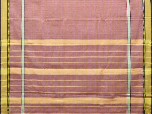 Light Mauve Narayanpet Cotton Handloom Saree with Checks and Big Border Design No Blouse - Global Threads | Swadesiicart