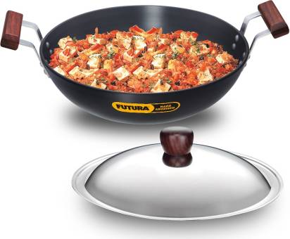Hawkins Futura Hard Anodised Kadhai 30 cm Diameter with Lid 4 L (AK40S) - Swadesiicart