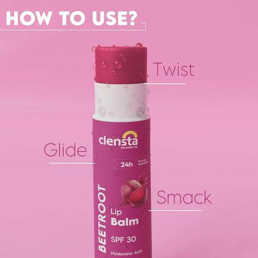 Clensta Beetroot Lip Balm With Hyaluronic Acid Spf 30 With Beetroot | Swadesiicart