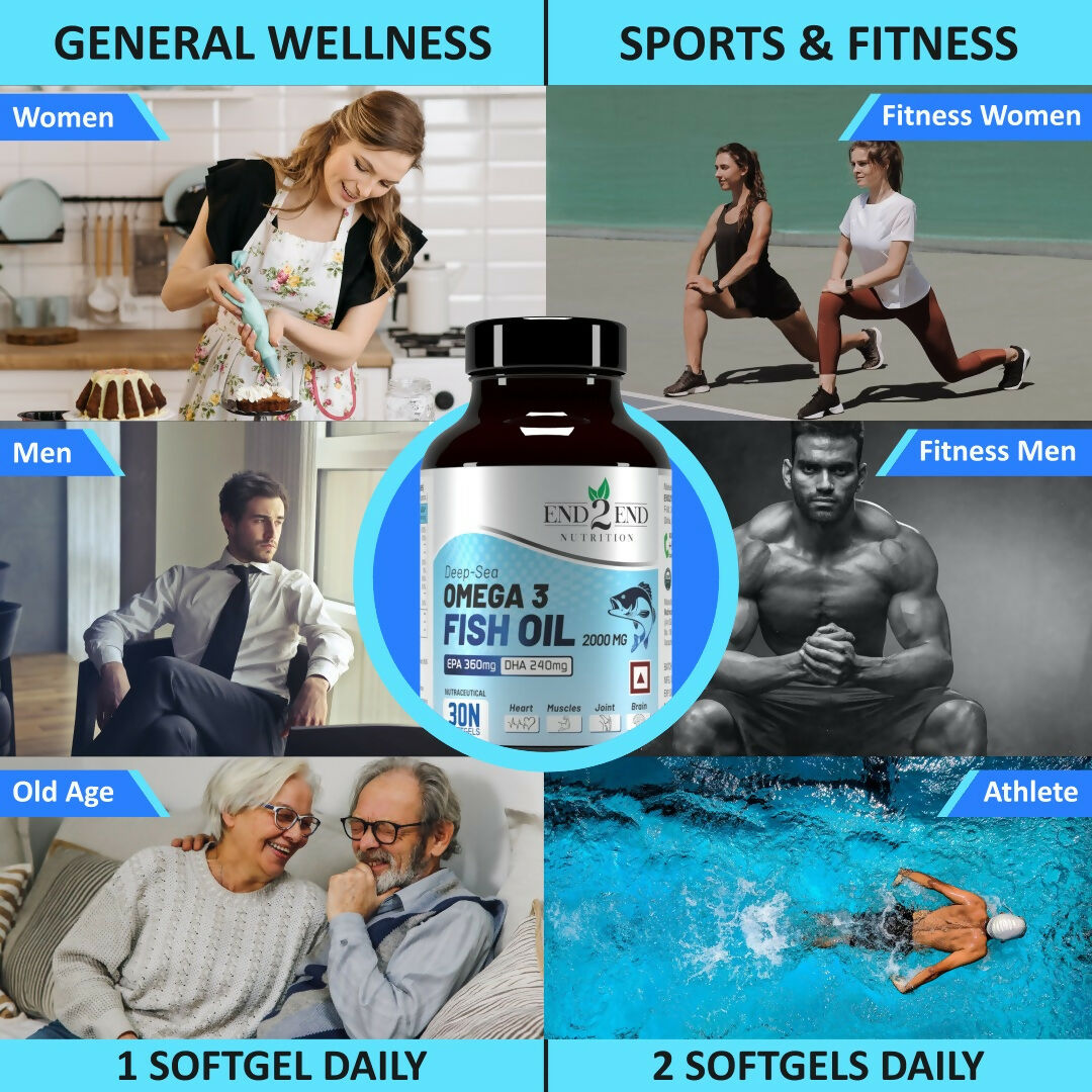 End2End Nutrition Deep Sea Omega 3 Fish Oil Capsules - Swadesiicart