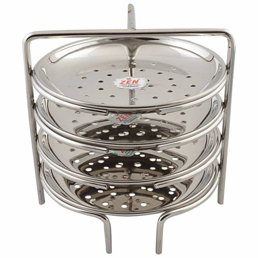 Jain Stainless Steel Small Idiappam Stand - 4 Plates - Swadesiicart