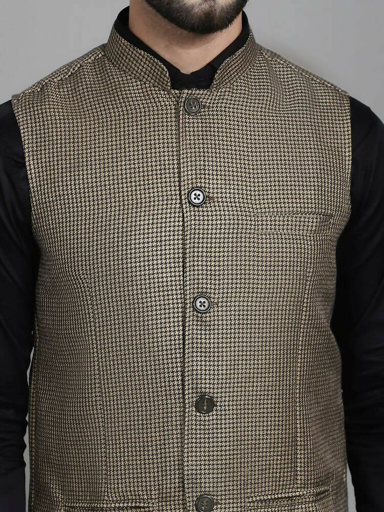 Even Apparels Nehru Jacket With Welt Pockets - Beige | Swadesiicart
