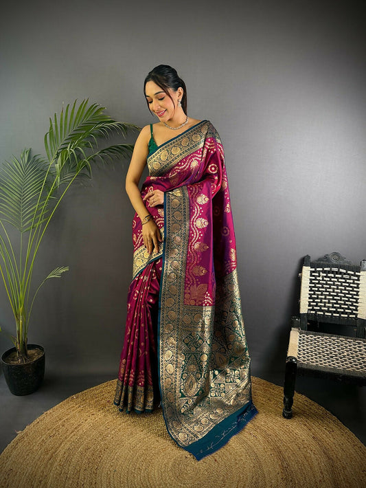 Joban Fashion Navy Blue Butti Banarasi Silk Sarees | Swadesiicart
