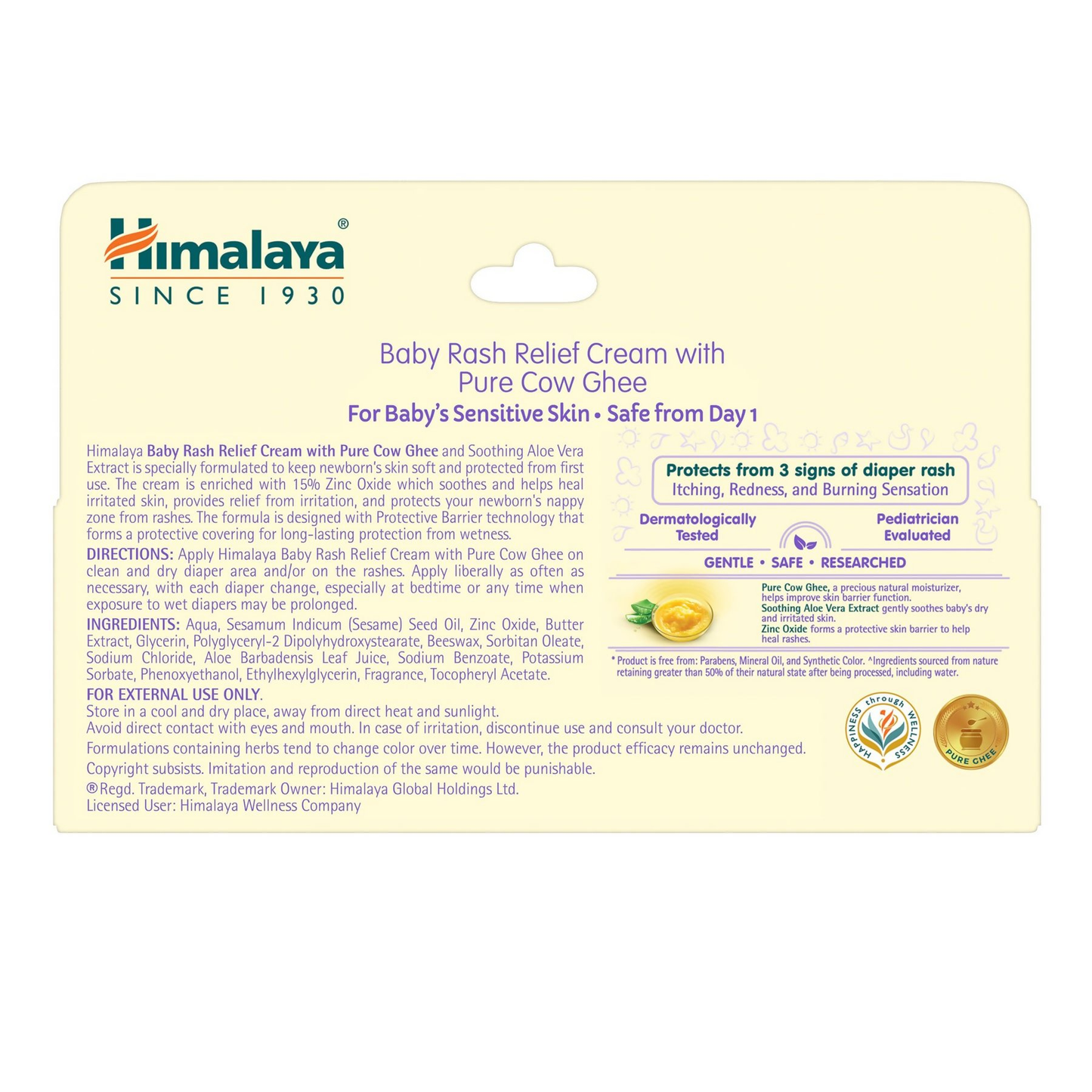 Himalaya Herbals Baby Rash Relief Cream with Pure Cow Ghee | Ayurvedic Healing Cream for Diaper Rash - Swadesiicart