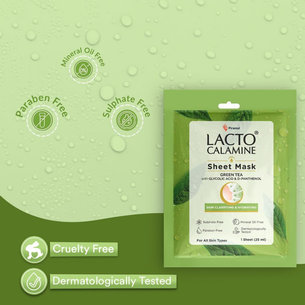 Lacto Calamine Green Tea Face Sheet Mask - Swadesiicart
