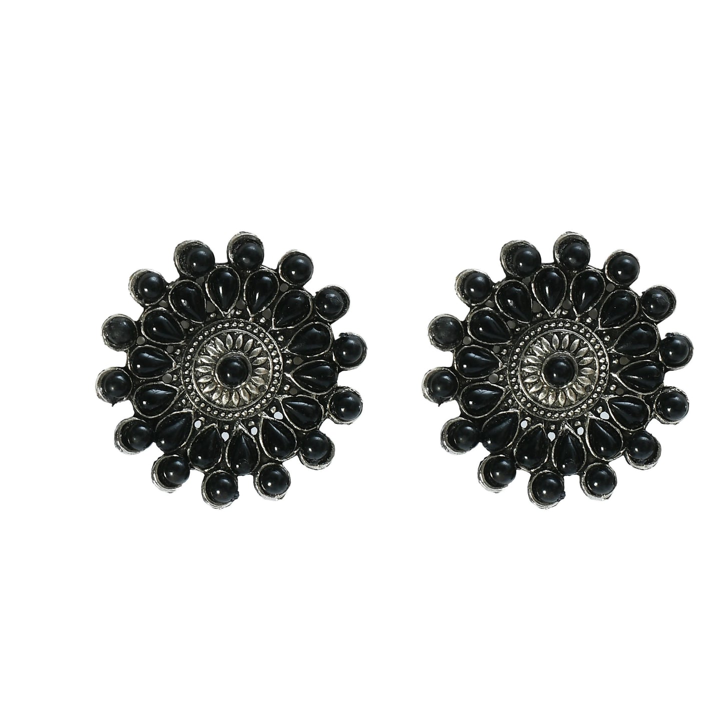 Mominos Fashion Johar Kamal Oxidised Silver-Plated Brass Finish Kundan Choker For Women (Black) | Swadesiicart