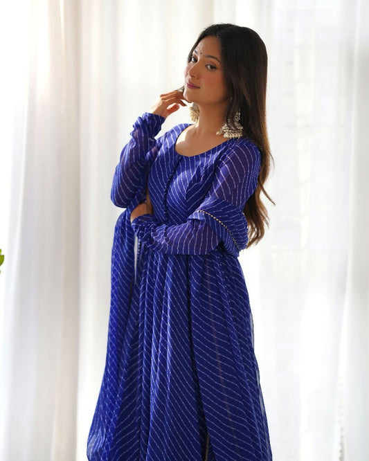 Joban Fashion Royal Blue Kurta Set Georgette Sequence Embroidery Work