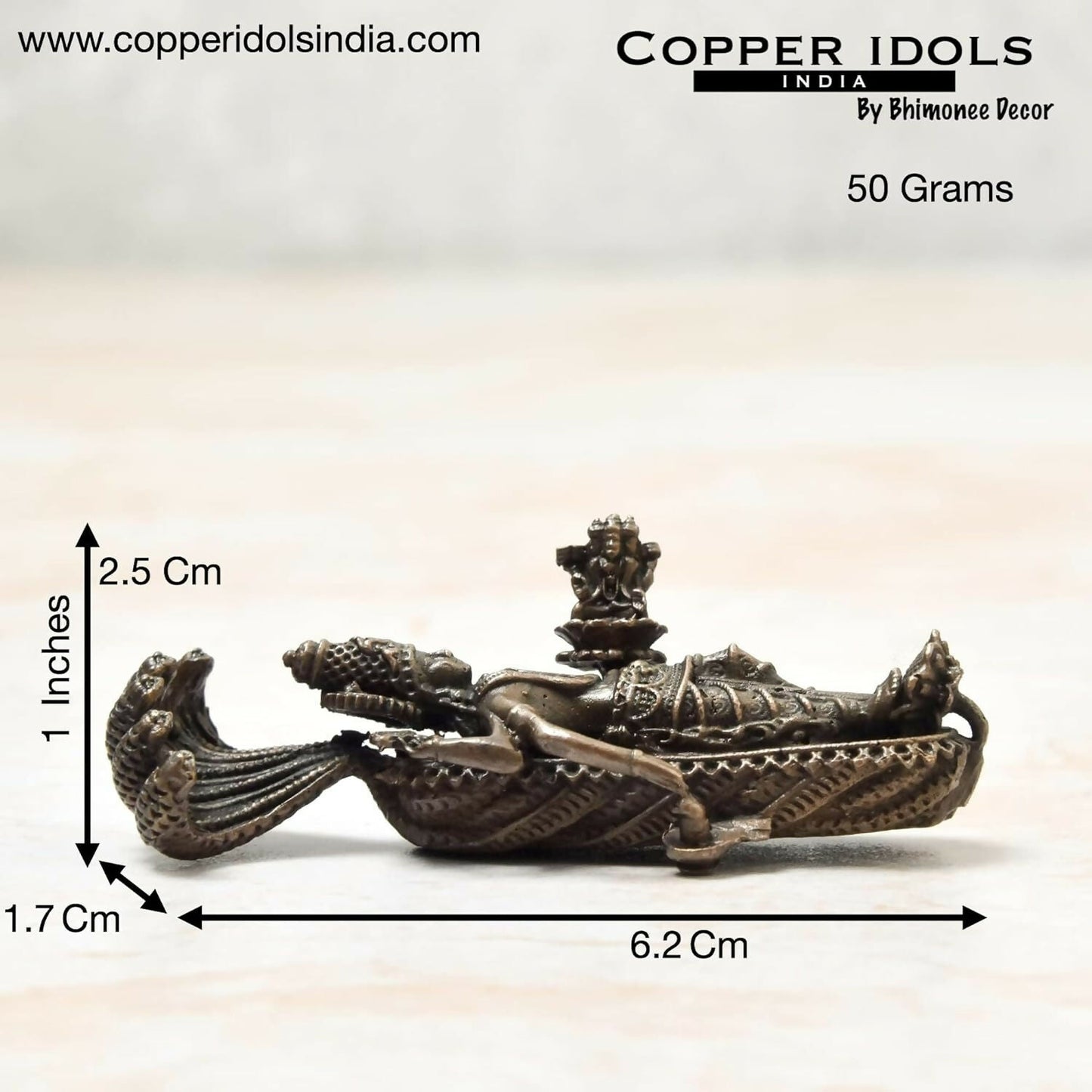 Copper Idols India - By Bhimonee Decor Handmade Ranganatha Swamy Idol - Swadesiicart