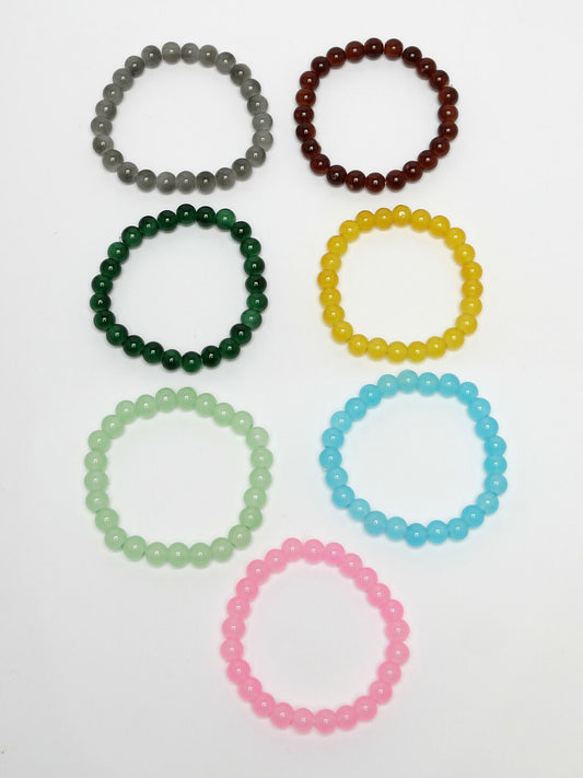 NVR Men & Women Set of 7 Artificial Beads Elasticated Bracelet