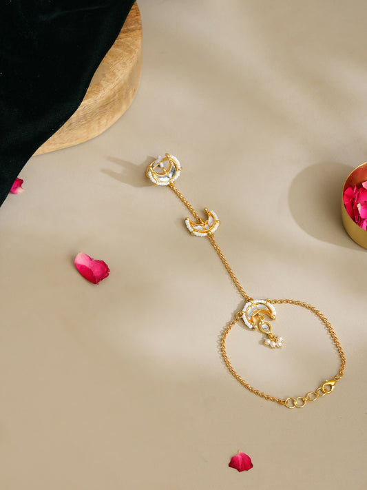 Ruby Raang Gold Chand Kundan Haath Phool | Swadesiicart