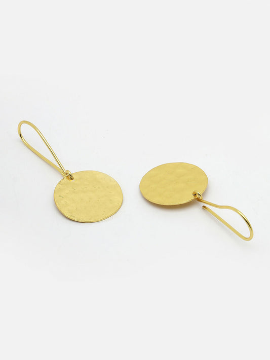 NVR Women Gold-Polished Fish Hook Circle Drop Earrings - Swadesiicart