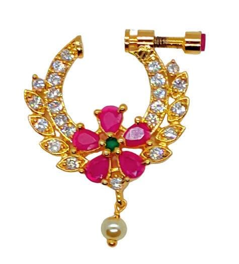 Multicolor AD Floral Nose Ring | Swadesiicart