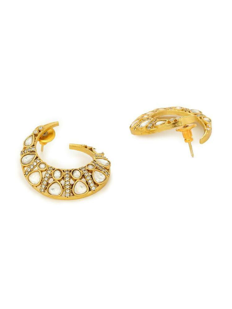 Moissanite Gold plated Round Earrings - Ruby Raang | Swadesiicart