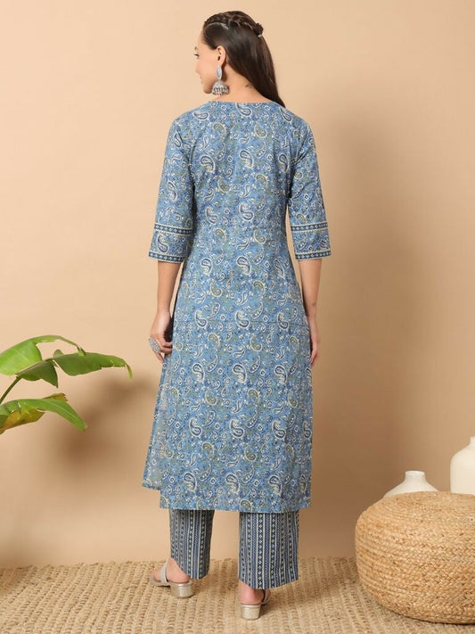 FIORRA Women's Wine Cotton Straight Kurta Set - Swadesiicart