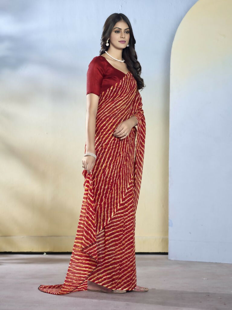 Maroon Georgette Designer Printed Ready to Wear Saree - Samyana | Swadesiicart