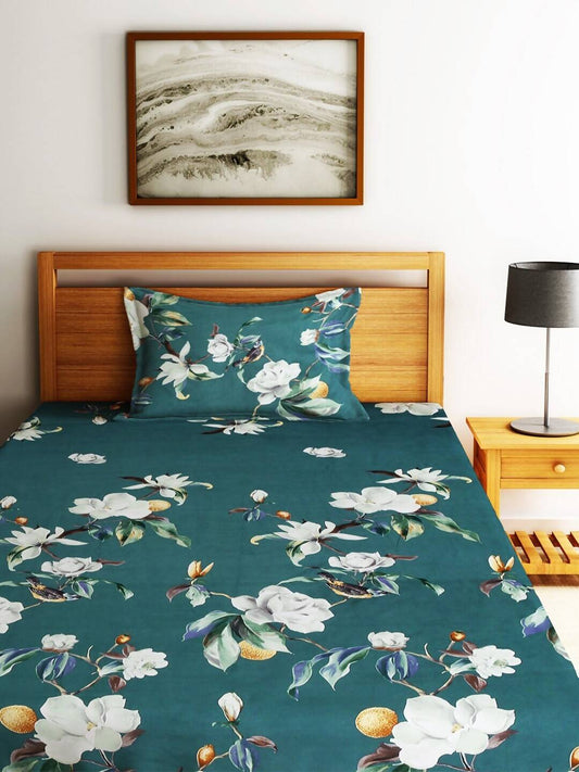 Home Sizzler Unisex Green Bedsheets - Swadesiicart