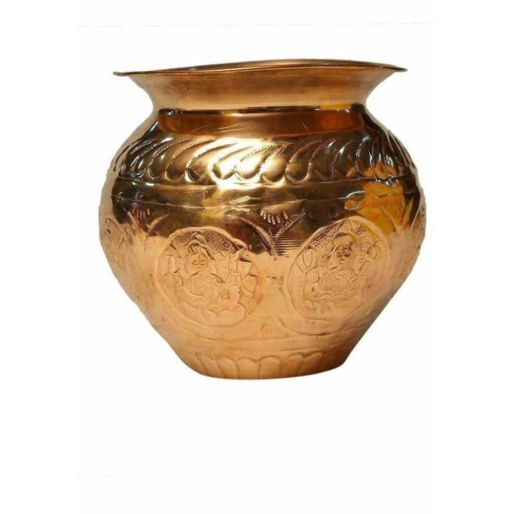 Pooja-8 Faces Globular Lakshmi Kalash (Small size) / Ashtalakshmi Kalasam (Small Size) - Swadesiicart