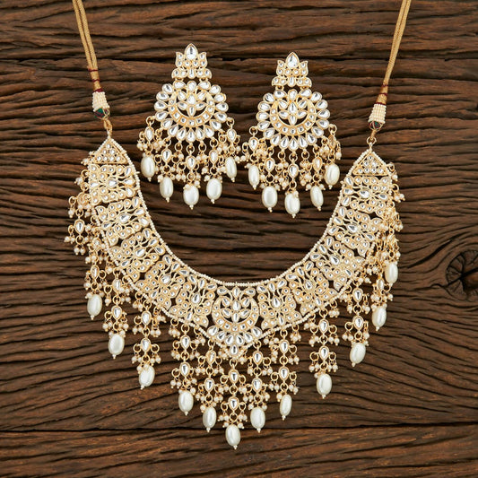 Joban Fashion Women Golden White Necklace Set