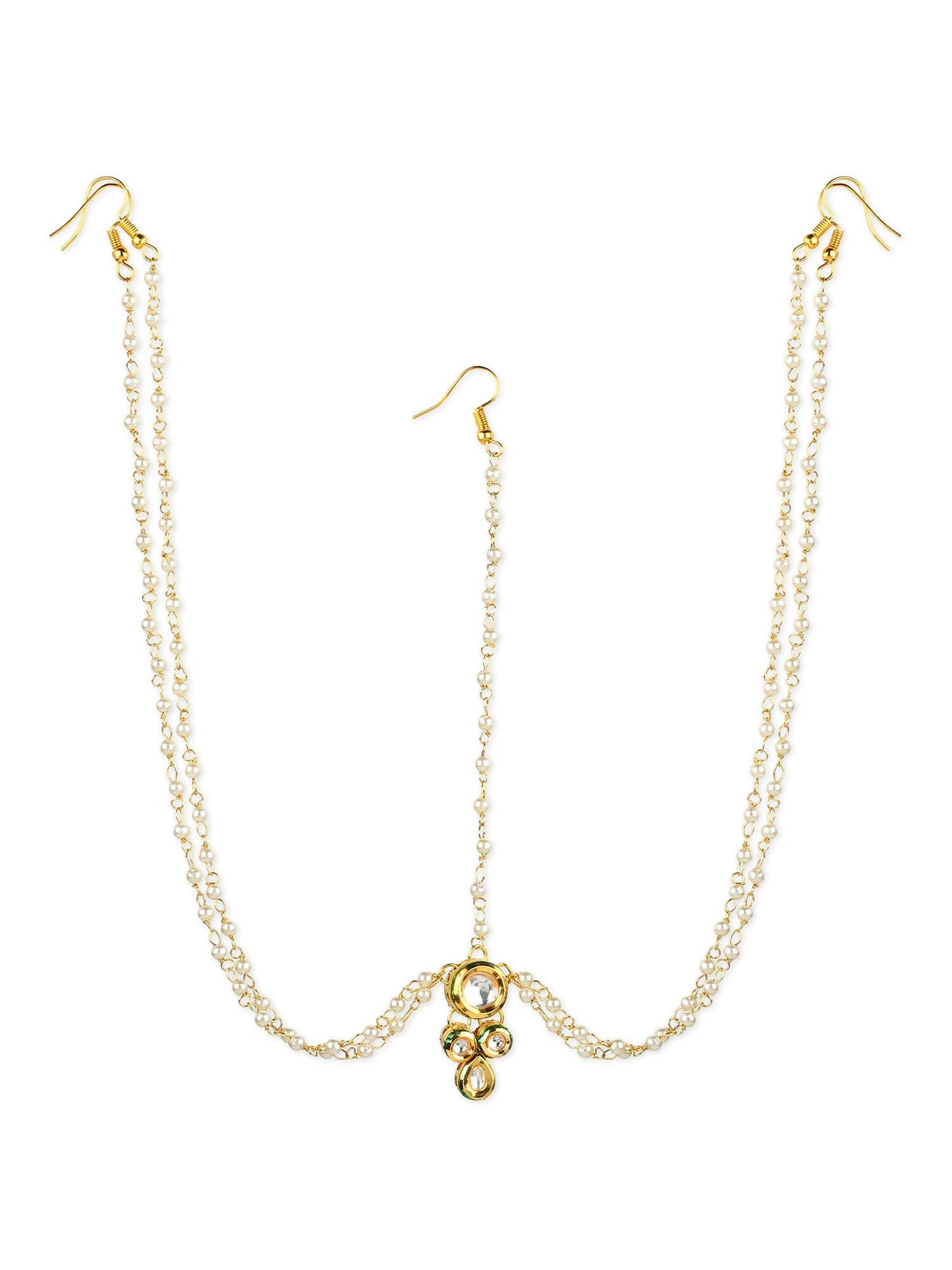 Gold-Polished Kundan Head Jewellery - Ruby Raang | Swadesiicart