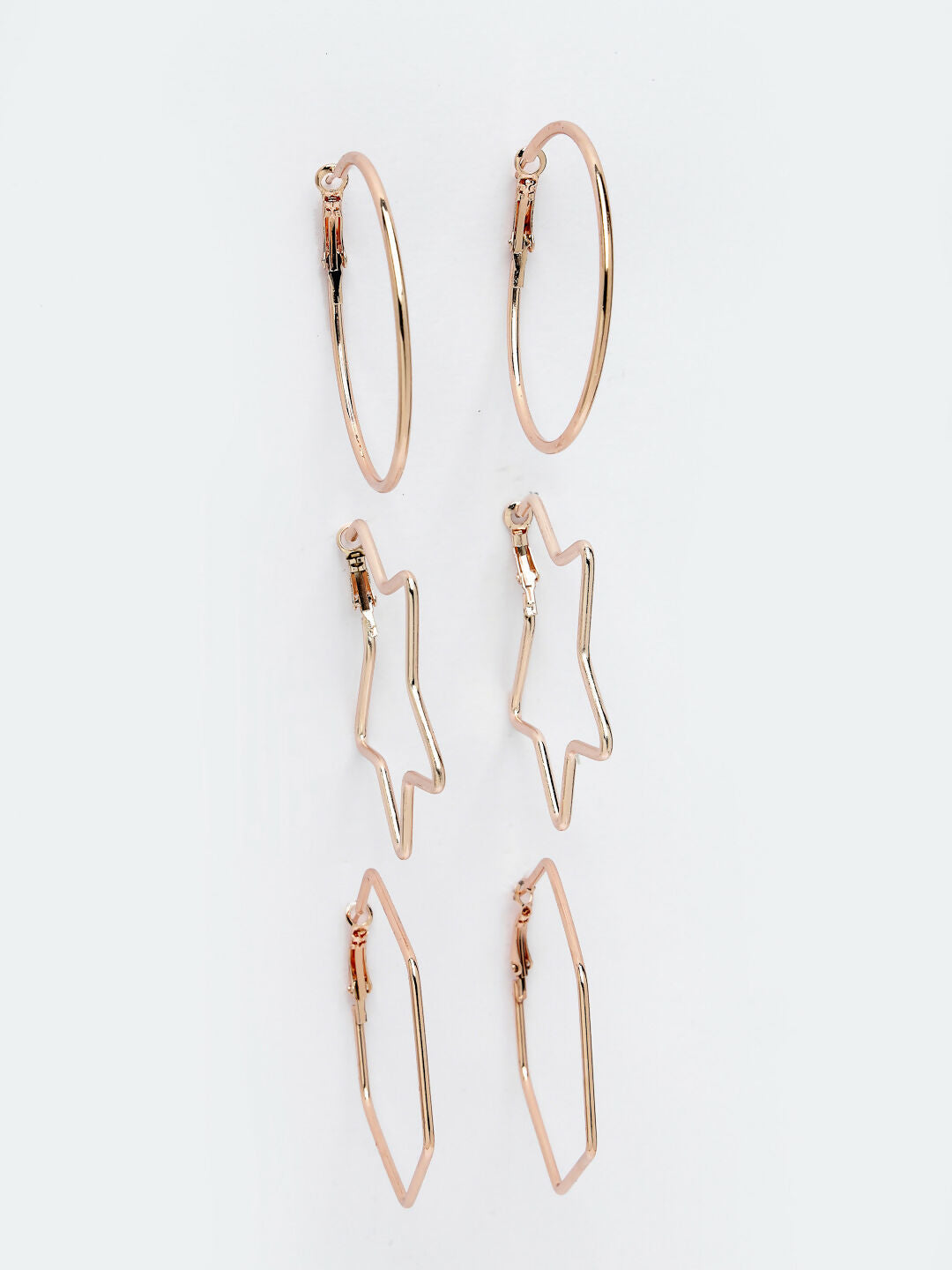 NVR Women Gold-Toned Geometric Hoop Earrings | Swadesiicart