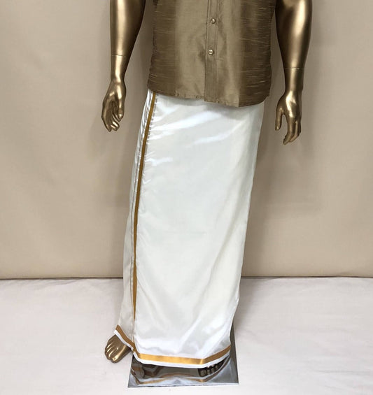 Rajavivaha Art Silk Cream Color Dhoti | Swadesiicart