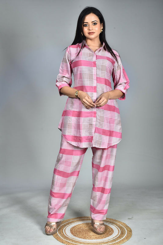 Morchari Digital Print Semi Muslin Co-Ord Set Top & Trouser-Multicolor - Swadesiicart